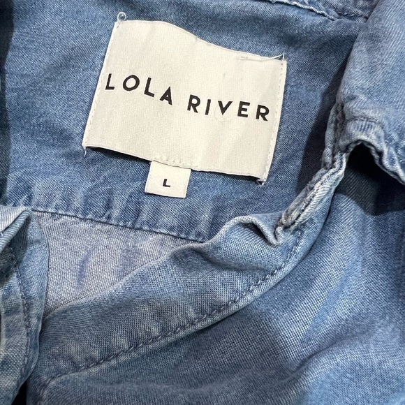 Lola River Sustainable Tencel Eco Soft Button Up Shirt Collared White Button - Picture 6 of 8